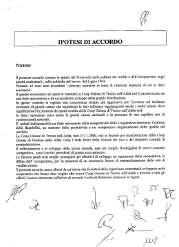 ipotesi di accordo Coop Unione di Trezzo sull