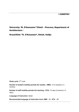 I CHIETI01 University “G. D`Annunzio” Chieti – Pescara, Department