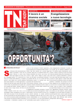 Il lavoro &egrave; un dramma sociale Evangelizzazione e nuove tecnologie