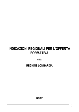 Indicazioni regionali per l` offerta formativa della Regione Lombardia
