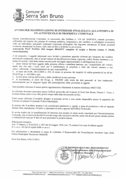 manifestazione di interesse f inalizzata allavendi&icirc;a un autoveiculo di