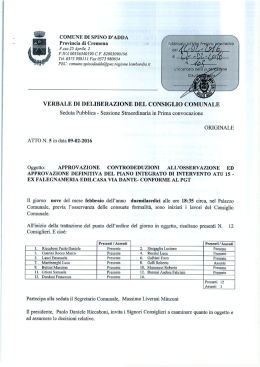 Verbale di deliberazione del Consiglio comunale n. 5 del 9/2/2016