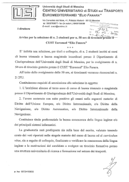 Selezione per tirocinio CUST - Universit&agrave; degli Studi di Messina