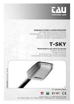 MANUALE D`USO E MANUTENZIONE USE AND MAINTENANCE