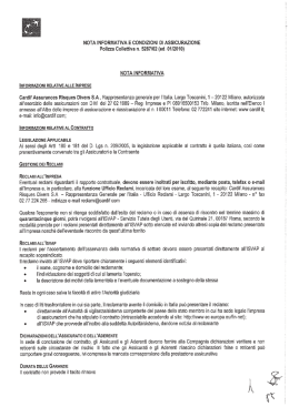 NOTA ENFORMATIVA E CONDIZIONI DI ASSICURAZIONE Poiizza