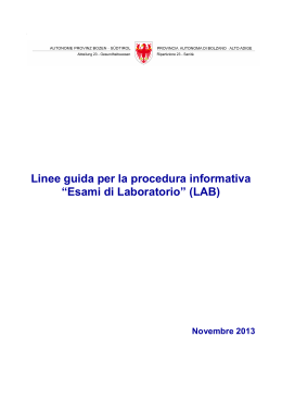 Linee guida per la procedura informativa "Esami di Laboratorio" (LAB)