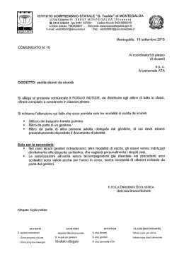 uscita alunni da scuola - ISTITUTO COMPRENSIVO STATALE