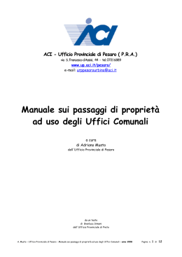 Manuale sui passaggi di proprietà ad uso degli Uffici Comunali
