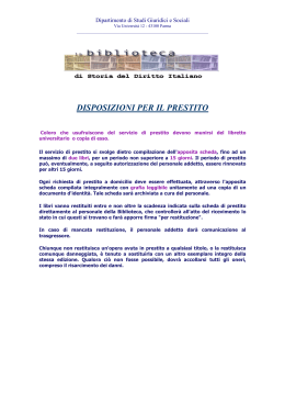 disposizioni per il prestito - Università degli Studi di Parma