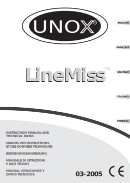 instruction manual and technical datas manuel des - Unox