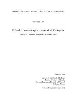 Un`analisi drammaturgica e musicale di Cachaprès